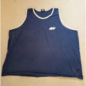 Vintage FUBU Sports Shirt Adult 3X‎ Blue Sleeveless Logo Pullover Tank Mens.